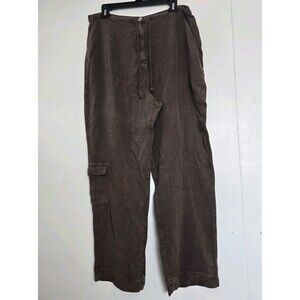 VTG J Jill Pants L Cargo Brown Pockets Relaxed Loose Casual Neutral French Baggy